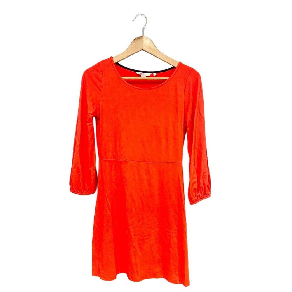 Boden Dress Reddish Orange Lucie Jersey Knit Mod Size 6R Long Sleeve